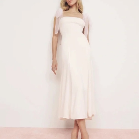 BEST Reformation Kairo Midi Dress - Ivory Off White Bridal Wedding Event Sz12 - Picture 9 of 11